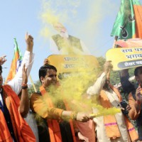 Celebrations at BJP headquarters in Delhi
