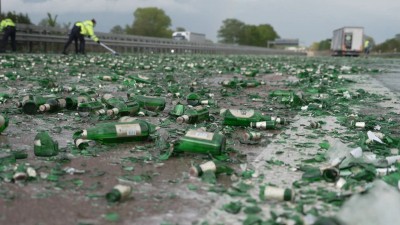 Lorry spills massive load of beer on German highway Lorry spills massive load of beer on German highway