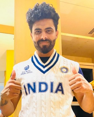 Jadeja displays India's retro jumper for WTC final Jadeja displays India's retro jumper for WTC final