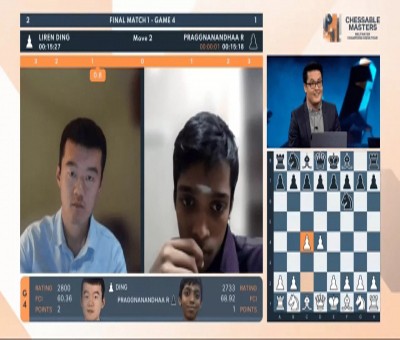 Chessable Masters: Praggnanandhaa falters on opening day, loses first match to Ding Liren in final Chessable Masters: Praggnanandhaa falters on opening day, loses first match to Ding Liren in final