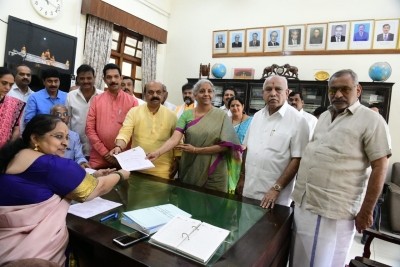 Nirmala Sitharaman files nomination for Rajya Sabha from K'taka