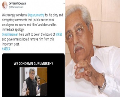 AIBEA condemns Gurumurthy for terming PSU bankers as scums and filths AIBEA condemns Gurumurthy for terming PSU bankers as scums and filths