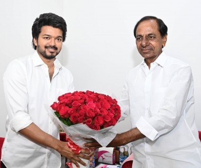 Tamil actor Vijay meets KCR in Hyderabad Tamil actor Vijay meets KCR in Hyderabad