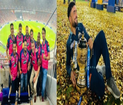 Rashid falls in love with IPL trophy; Yusuf Pathan just happy to be there with old RR teammates Rashid falls in love with IPL trophy; Yusuf Pathan just happy to be there with old RR teammates