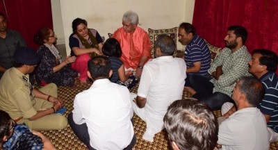 J&K LG calls on Rahul Bhat's family members in Jammu J&K LG calls on Rahul Bhat's family members in Jammu