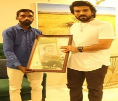 Fan walks 264 km to meet Ram Charan, shares paddy field portrait Fan walks 264 km to meet Ram Charan, shares paddy field portrait