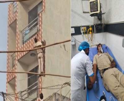 Two cops injured while saving woman, kids from Delhi fire Two cops injured while saving woman, kids from Delhi fire