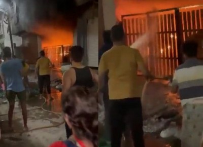 Indore fire tragedy: Woman slaps accused in police station Indore fire tragedy: Woman slaps accused in police station