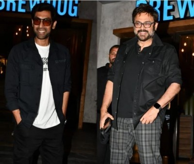 Rana Daggubati, uncle spotted at Mumbai cafe Rana Daggubati, uncle spotted at Mumbai cafe