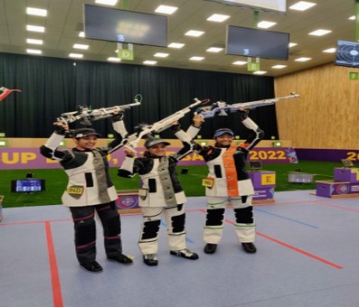 India open account at shooting World Cup in Baku with team gold in women's 10m air rifle India open account at shooting World Cup in Baku with team gold in women's 10m air rifle