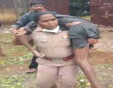 Stalin felicitates woman police officer who saved man during Chennai rains Stalin felicitates woman police officer who saved man during Chennai rains