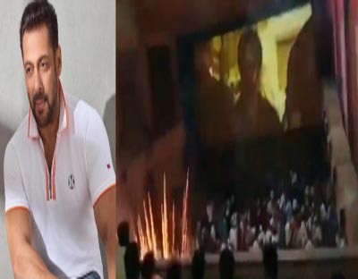Fans light fireworks during 'Antim' show in theatre, Salman Khan objects Fans light fireworks during 'Antim' show in theatre, Salman Khan objects