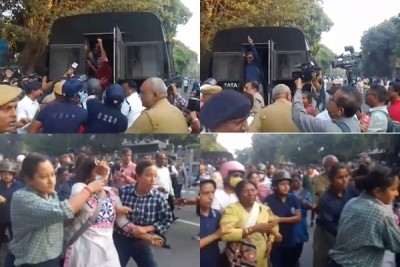 DA Arrears: Scuffle between state govt staff and police creates ruckus outside Bengal Assembly