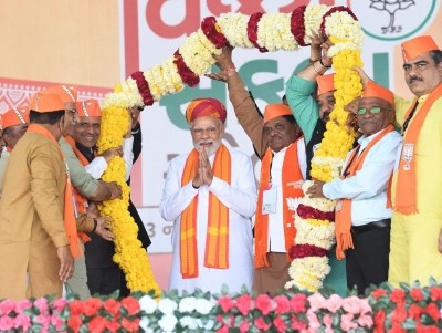 Gujarat polls: PM urges people to ensure BJP's landslide victory Gujarat polls: PM urges people to ensure BJP's landslide victory
