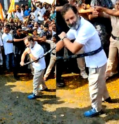 Rahul Gandhi turns Potharaju during Bharat Jodo Yatra in Telangana