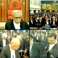 Guj HC advocates protest transfer of HC judge Nikhil Kariel
