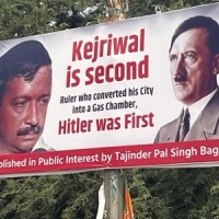 Delhi BJP spokesman puts up poster comparing Kejriwal to Hitler