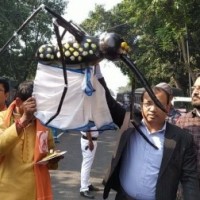 Dengue effect: BJP MLAs protest in Bengal Assembly with sari-clad mosquito replica