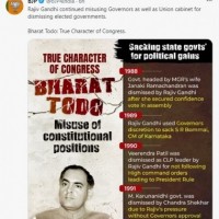 Rajiv Gandhi 'misused' Governor's office to dismiss elected governments: BJP