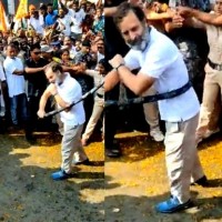 Rahul Gandhi turns Potharaju during Bharat Jodo Yatra in Telangana