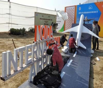 Construction of runway, terminal & ATC tower in full swing at Noida International airport Construction of runway, terminal & ATC tower in full swing at Noida International airport