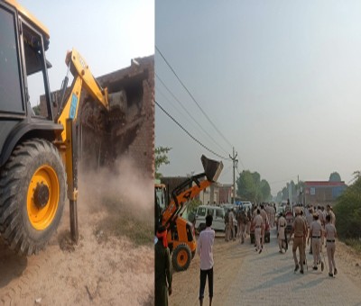Illegal house of drug peddler razed in Haryana Illegal house of drug peddler razed in Haryana