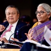 Sitharaman flags downside risks to economy at IMF meet