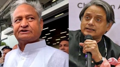 Tharoor in Cong office to check delegate list, Gehlot arrives in Delhi Tharoor in Cong office to check delegate list, Gehlot arrives in Delhi