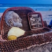 Sudarshan Pattnaik creates sand art of Modi with 1,213 mud tea cups
