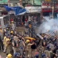 BJP's march to Bengal secretariat takes violent turn; party's state prez stages 'sit-in'
