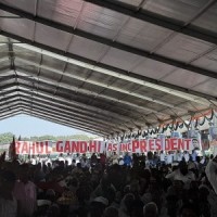 At Delhi rally, Cong workers demand Rahul as chief