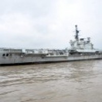 Decommissioned aircraft carrier 'Viraat' sails into oblivion