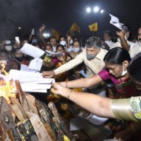 Naidu burns Andhra govt orders in Bhogi bonfire