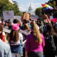 Female protesters rally against Judge Barret's confirmation vote