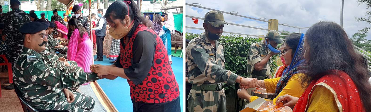 बीएसएफ और सीआरपीएफ जवानों ने सीमा पर महिलाओं और बच्चों के साथ मिलकर मनाया रक्षा बंधन बीएसएफ और सीआरपीएफ जवानों ने सीमा पर महिलाओं और बच्चों के साथ मिलकर मनाया रक्षा बंधन