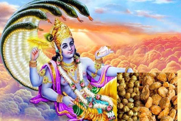 भगवान विष्णु को लगायें चने-गुड़ का भोग भगवान विष्णु को लगायें चने-गुड़ का भोग