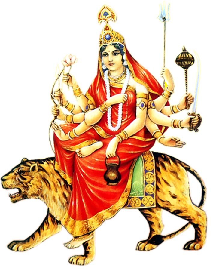 (तीसरा दिन) चन्द्रघण्टा पिण्डजप्रवरारूढ़ा चण्डकोपास्त्राकैर्युता। प्रसादं तने महां चन्द्रघण्टेति विश्रुता।। (तीसरा दिन) चन्द्रघण्टा पिण्डजप्रवरारूढ़ा चण्डकोपास्त्राकैर्युता। प्रसादं तने महां चन्द्रघण्टेति विश्रुता।।