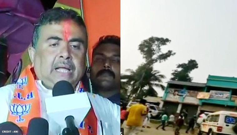 నందిగ్రామ్ లో హింస బీజేపీ అభ్యర్థి సువేందు అధికారి కాన్వాయ్పై రాళ్ల దాడి నందిగ్రామ్ లో హింస బీజేపీ అభ్యర్థి సువేందు అధికారి కాన్వాయ్పై రాళ్ల దాడి