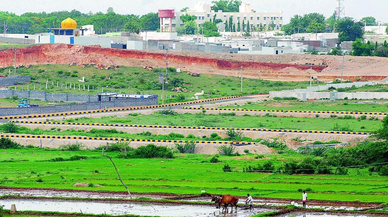 రియల్ వెంచర్లుగా మారుతున్న పంటపొలాలు రియల్ వెంచర్లుగా మారుతున్న పంటపొలాలు